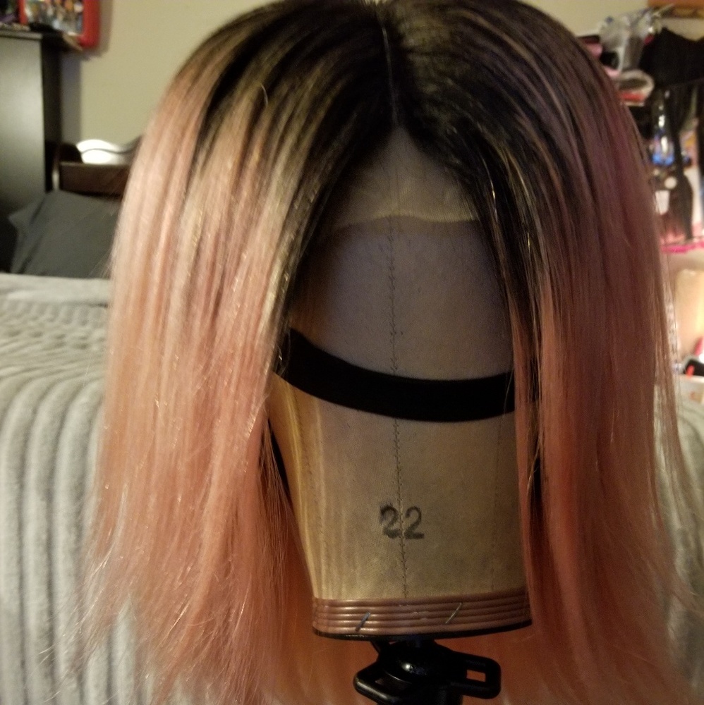 100% Human Hair Rose gold/Pink Wig